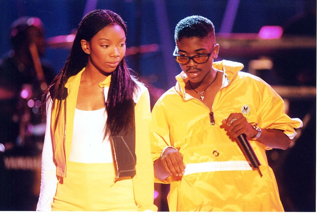 Brandy and Ray J during a Disneyland Concert in Anaheim, California