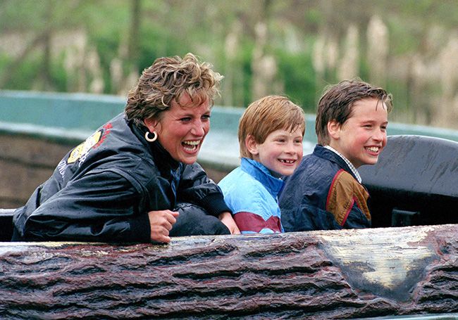 princess diana with sons at theme park