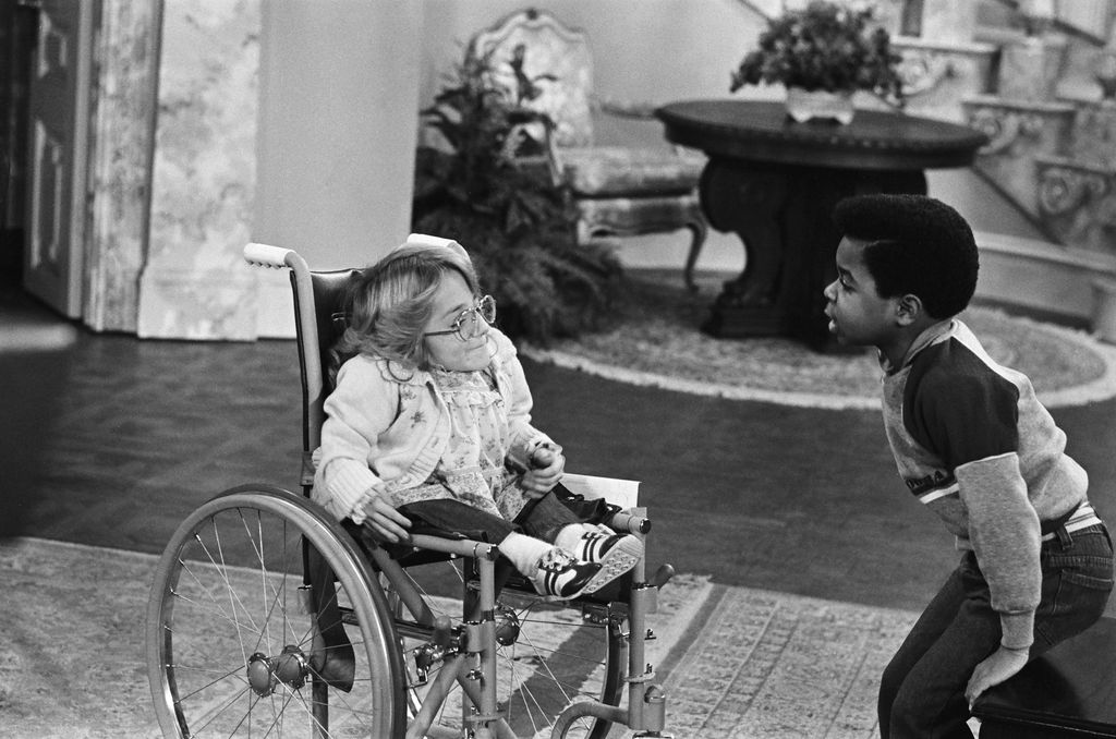 Kathy with Gary Coleman on set
