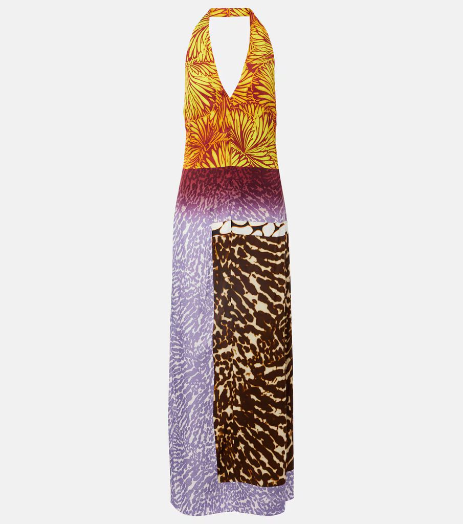 Printed halterneck maxi dress