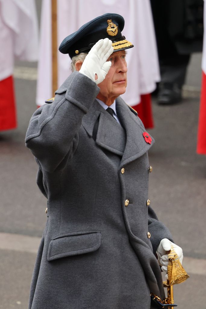 King Charles salutes on Remembrance Sunday