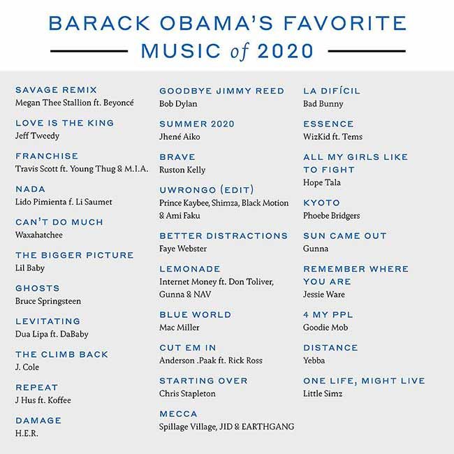 barack obama favourite songs