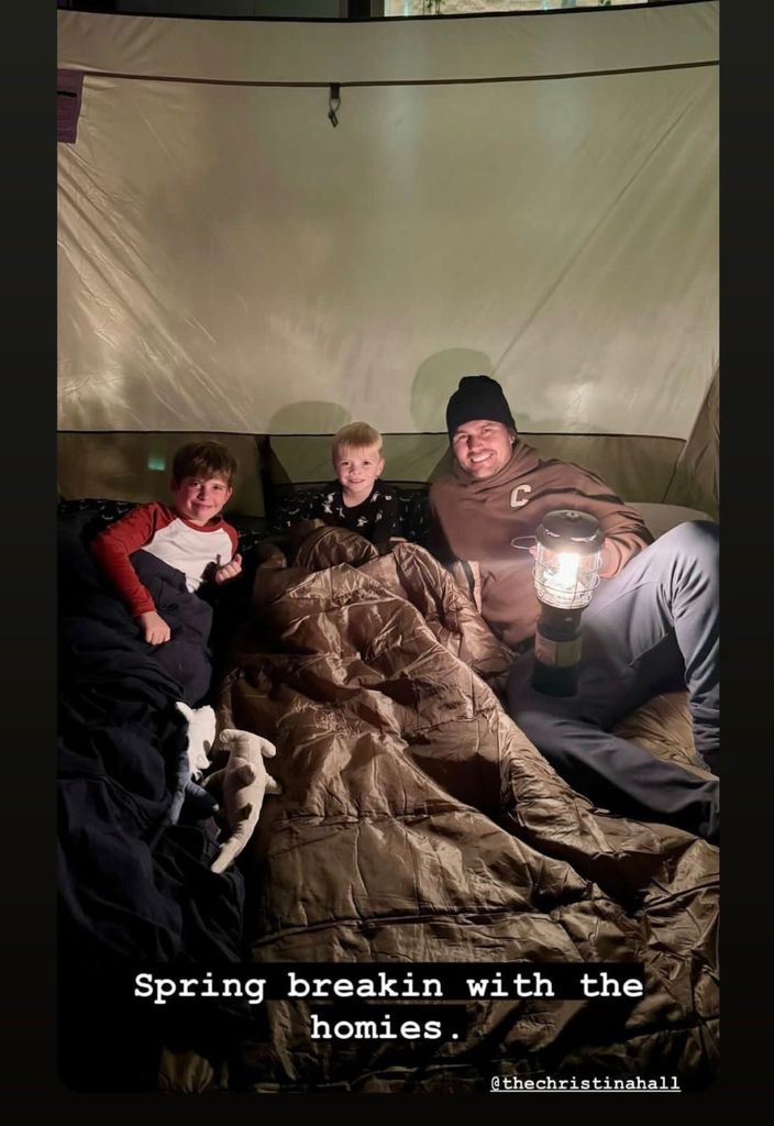 Christina Hall's husband, Josh, camped out with the kids