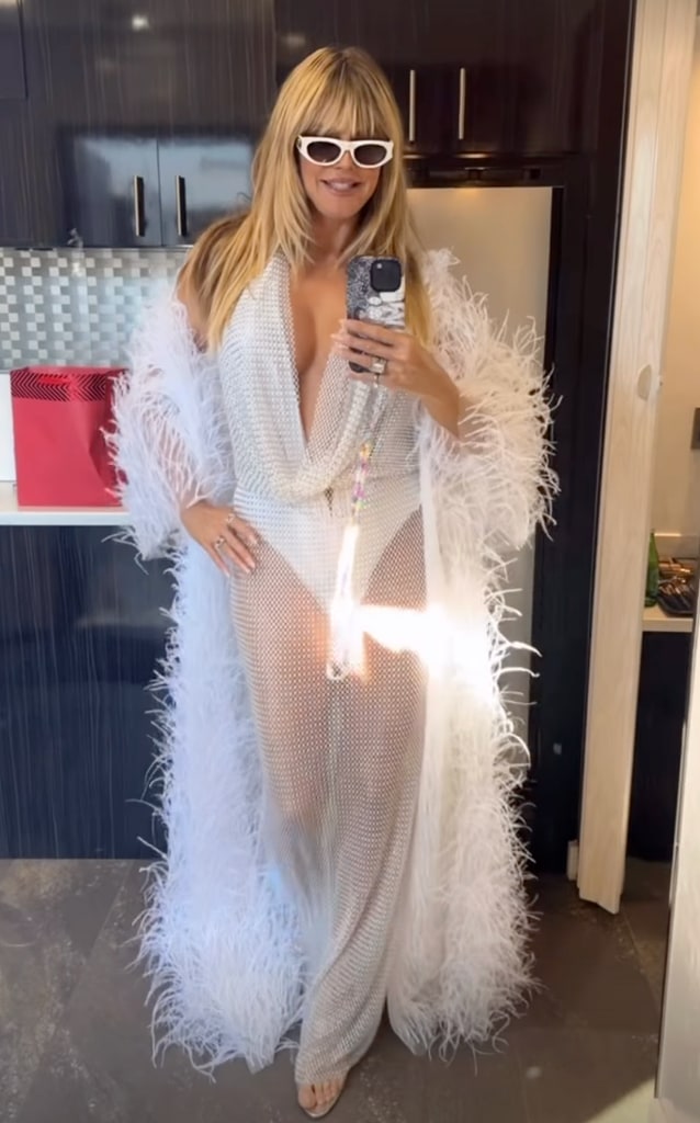 Heidi Klum in white sheer dress