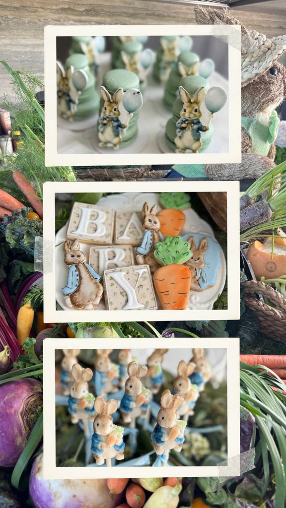 photo of peter rabbit themed cookies at tiffany trump baby shower