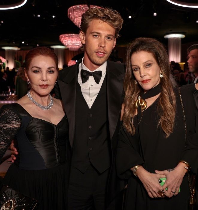 Lisa Marie Presley and Priscilla Presley with Austin Butler
