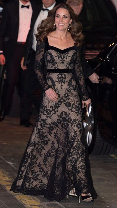 kate black lace gown