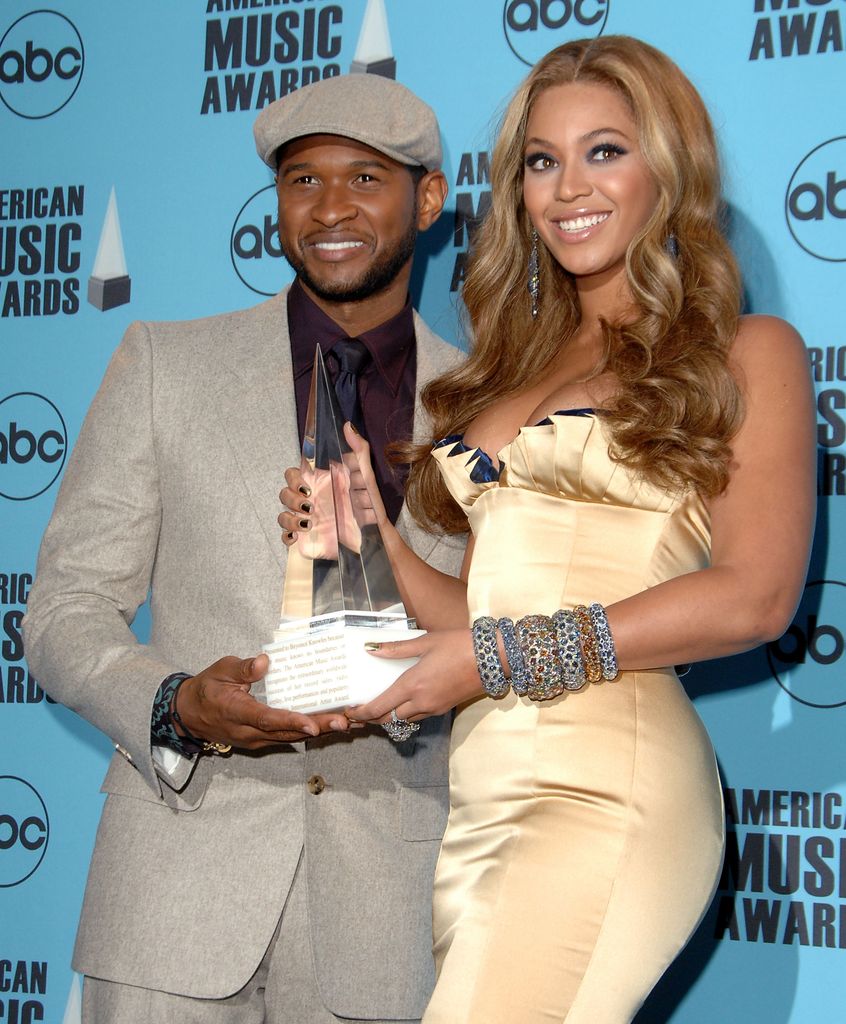 Singer Usher and singer Beyonce in the press room at the 2007 American Music Awards at the Nokia Theatre on November 18, 2007 in Los Angeles, California. (Photo by Jon Kopaloff/FilmMagic)