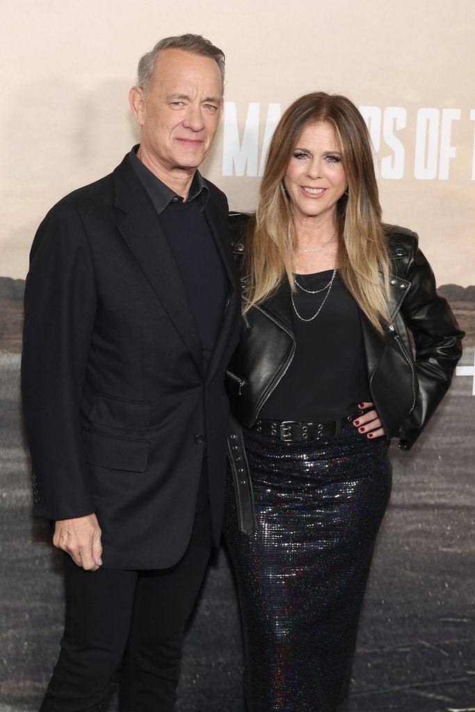Tom Hanks and Rita Wilson attend World Premiere of Apple TV+'s "Masters of the Air" at Regency Village Theatre on January 10, 2024 in Los Angeles, California.