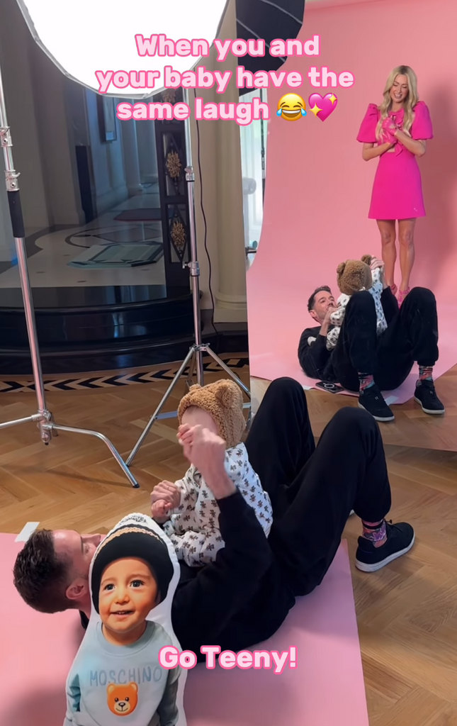 Photo shared by Paris Hilton on Instagram March 2024 behind-the-scenes into her Easter photoshoot with her family.