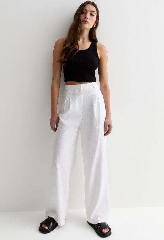new look white linen trousers 