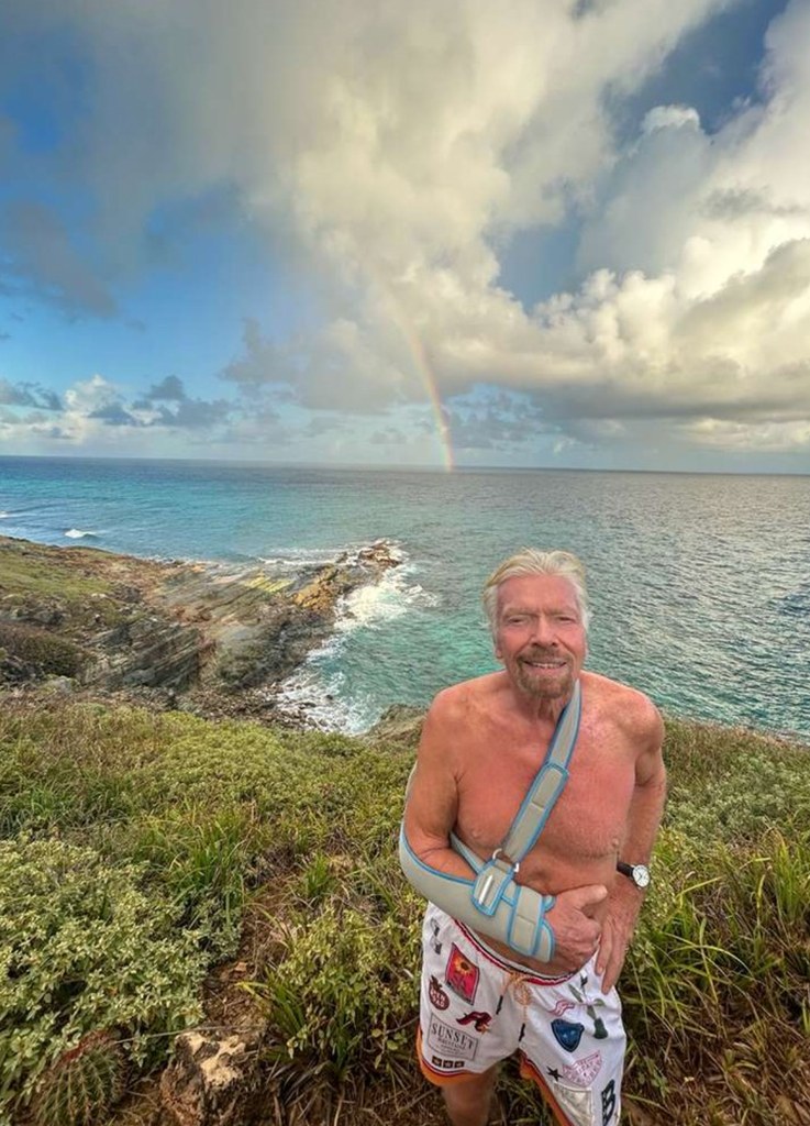 A photo of Richard Branson on necker island