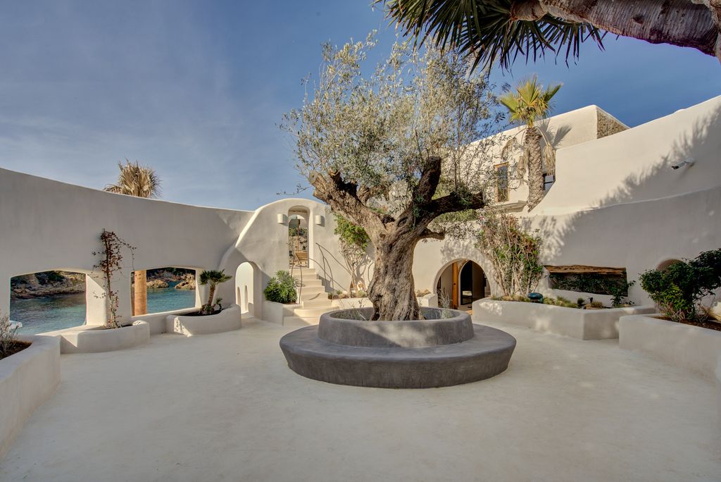 Fincadelica Xarraca villa couryard with tree in Ibiza 