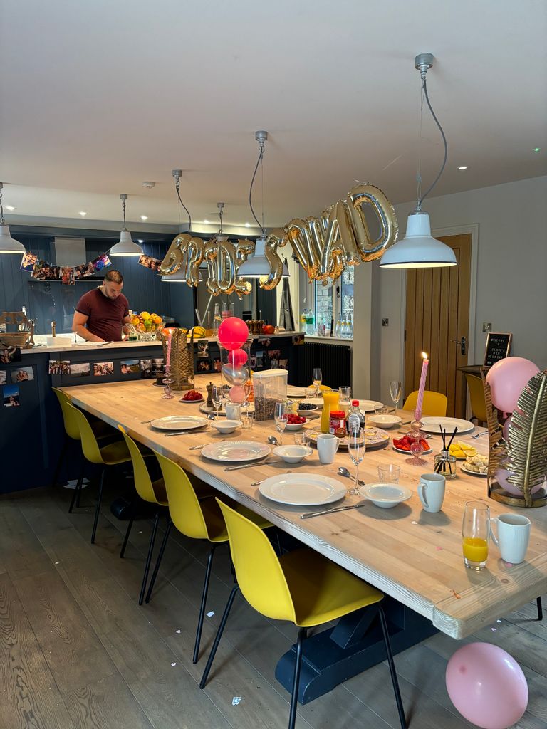 big kitchen decorated for a hen do 