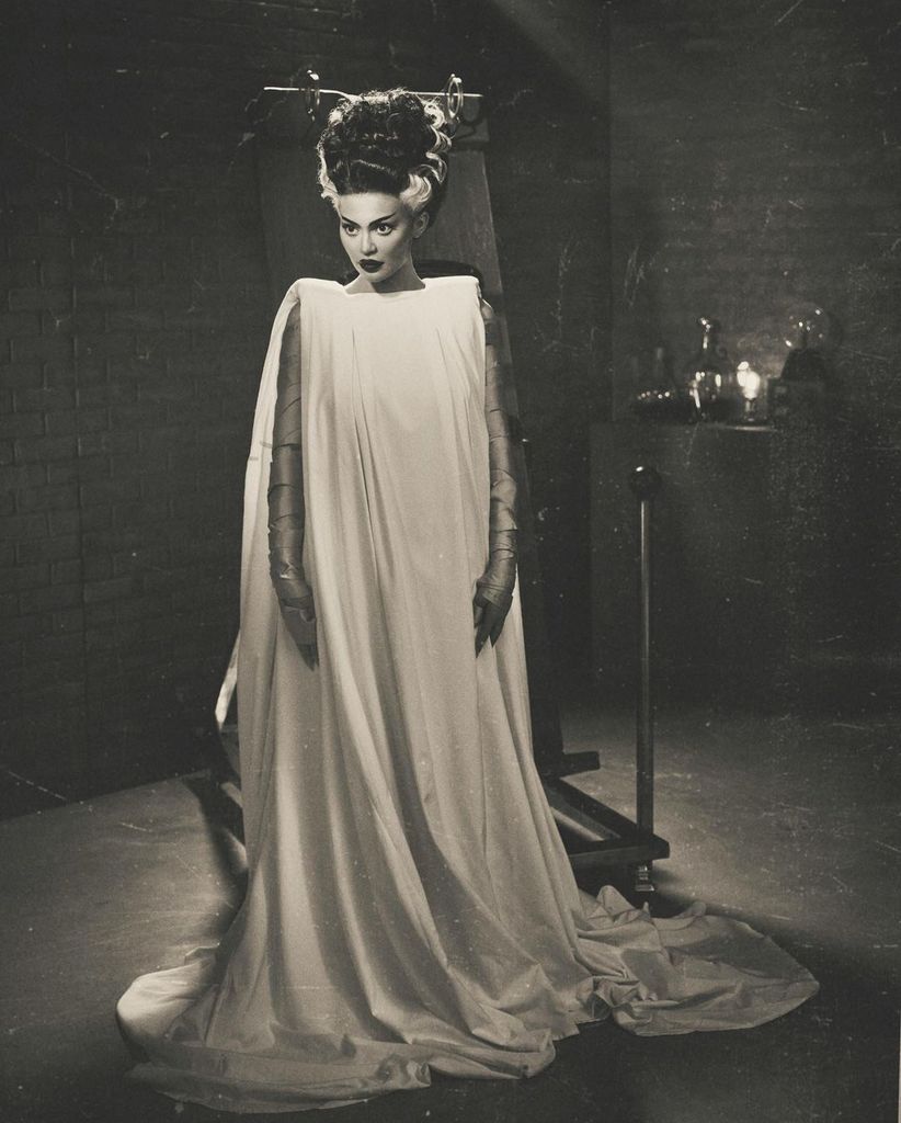 Kylie Jenner dressed as the Bride of Frankenstein, inspired by Mary Shelley's novel, in 2022 