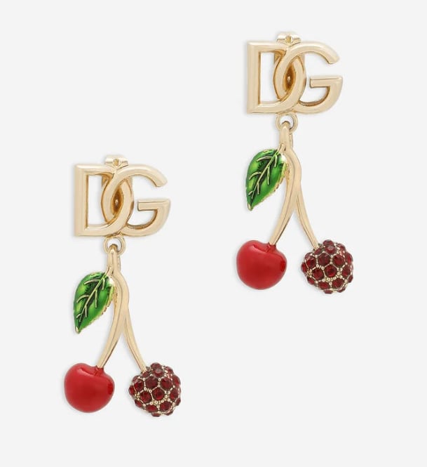 Earrings with DG logo and cherries