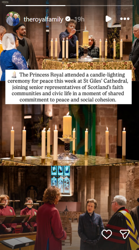 Princess Anne lights candles at St Giles' Cathedral