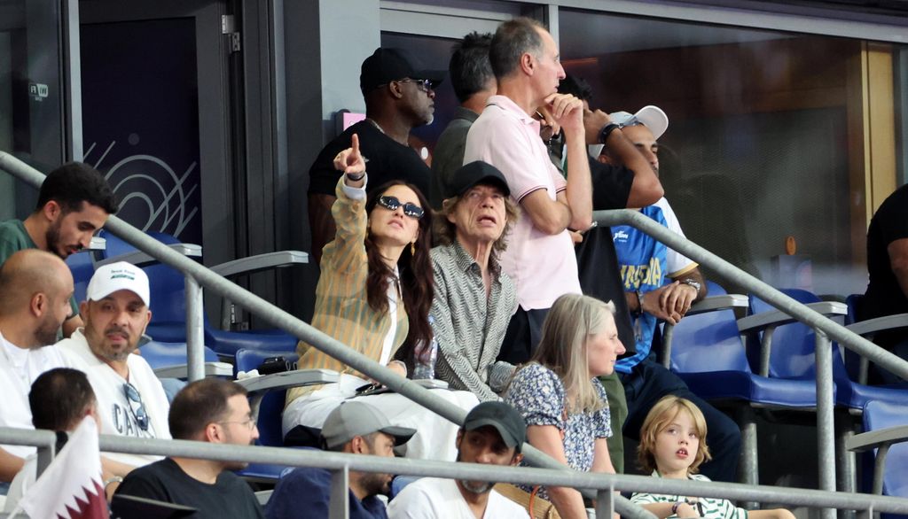 Mick Jagger and Melanie Hamrick attend on day thirteen of the Olympic Games Paris 2024