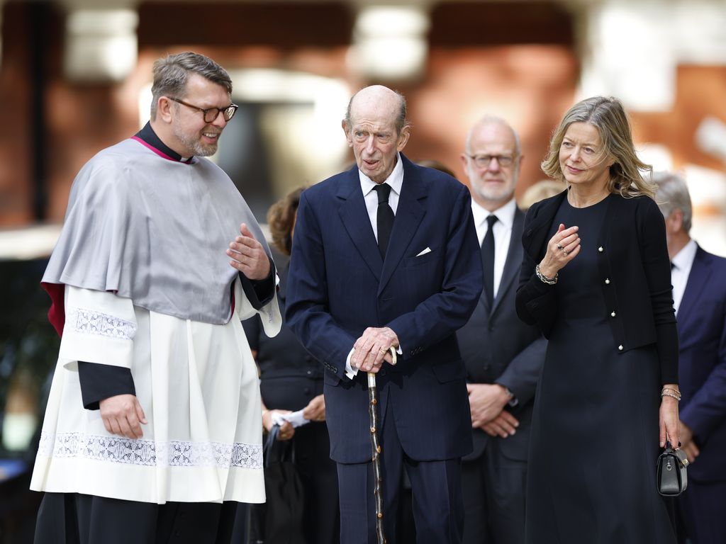 Duke of Kent with lady Helen Taylor pictured at Duchess of Kent's funeral
