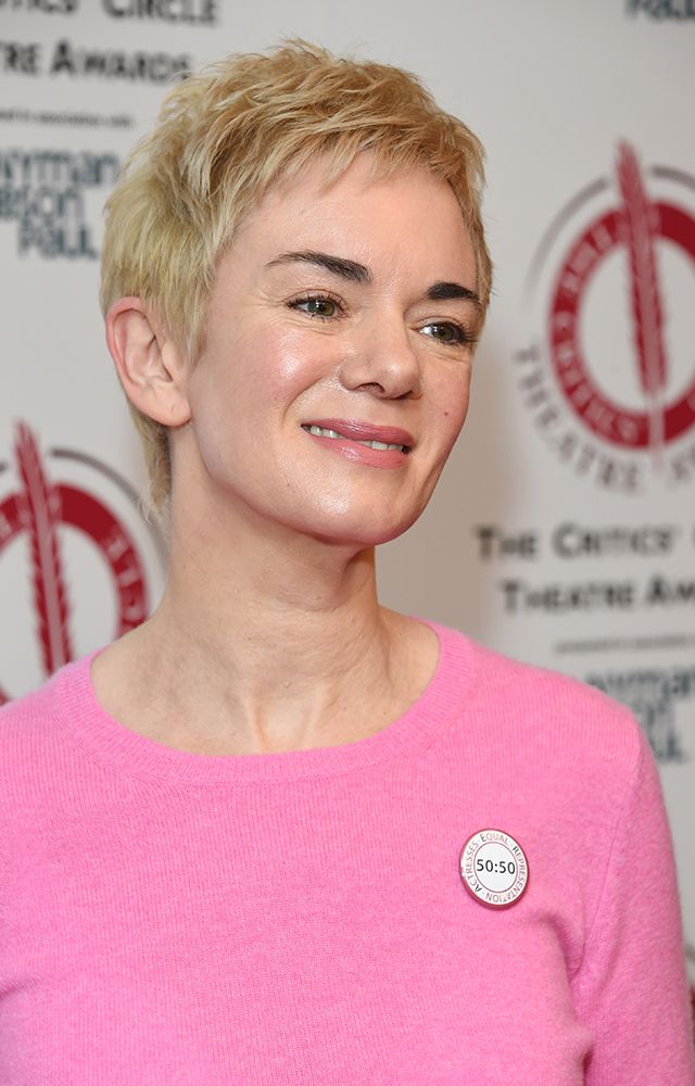 Victoria Hamilton wearing a pink top