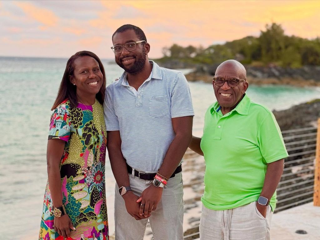 Deborah Roberts, Nick Roker, Al Roker sur une plage aux Bermudes