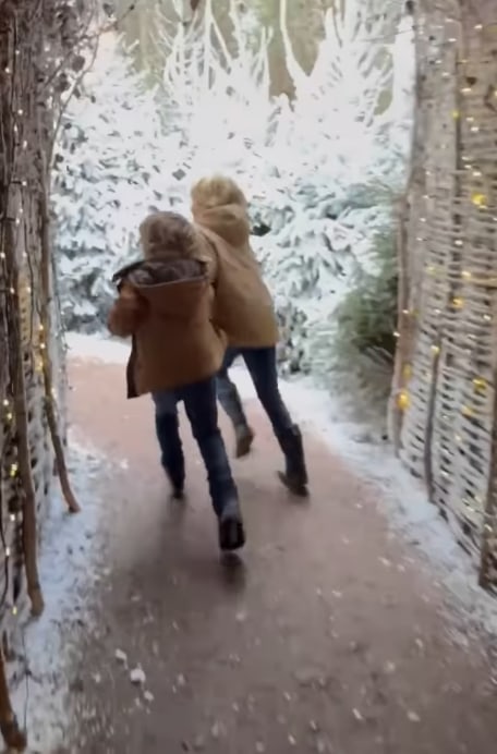 Cat Deeley's son running through lapland UK