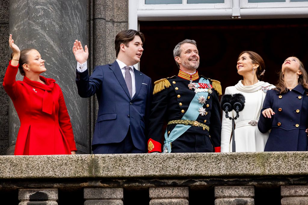 Princess Josephine alongside her parents and siblings on the balcony of Christiansborg Palace 