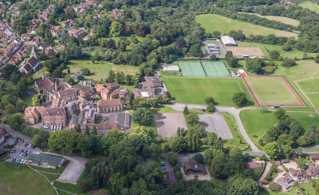 Aerial photograph of    Mayfield School, formerly known as St Leonards-Mayfield School on August 20th 2017. This independent boarding school is Located in the village of Mayfiled on Tunbridge Road, 4 miles south-east of Crowborough