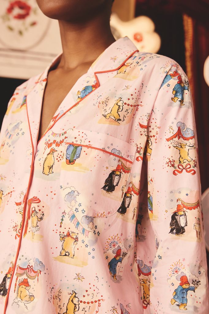 pink pyjamas with paddington bear detailing 