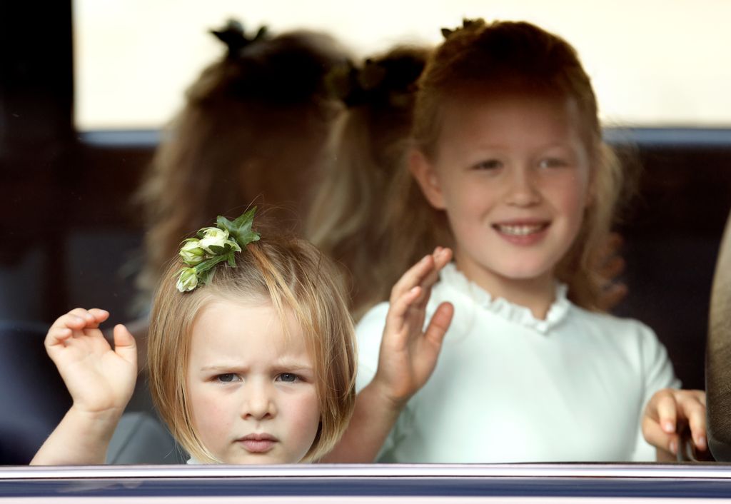 Mia Tindall and Savannah Phillips as bridesmaids at Princess Eugenie's wedding