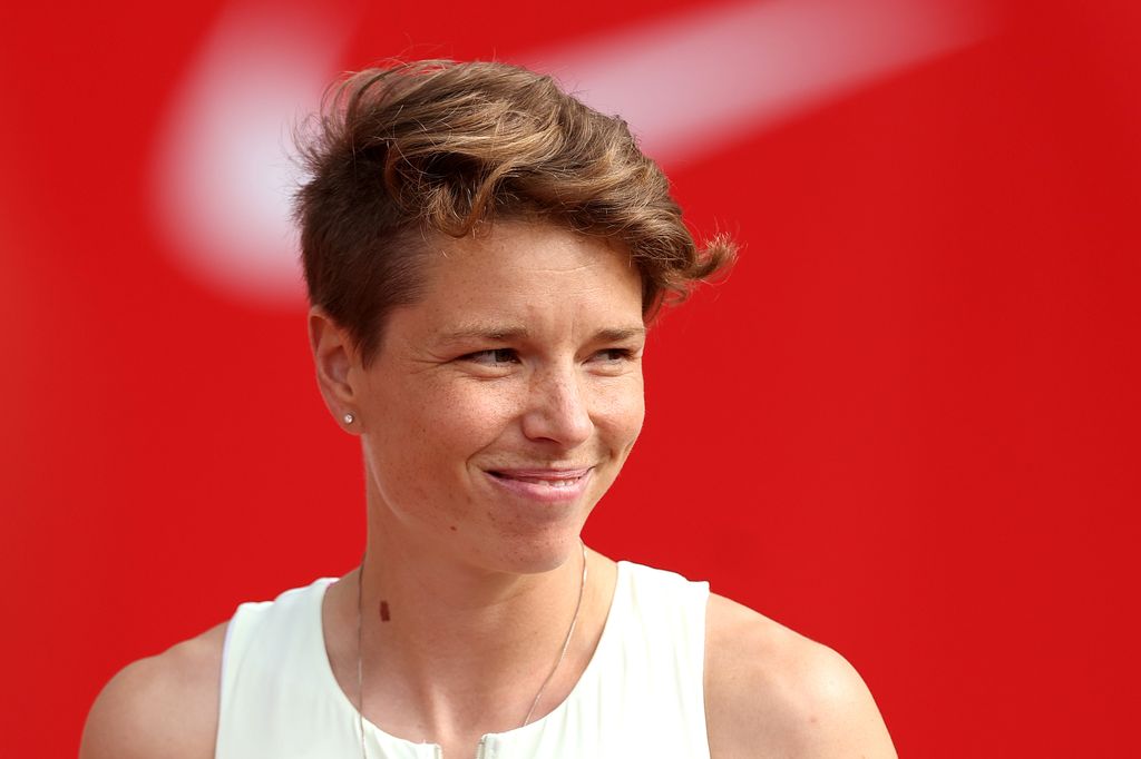 Nikki Hiltz looks on ahead of competing in the first round of the women's 1500 meters on Day Seven of the 2024 U.S. Olympic Team Track & Field Trials at Hayward Field on June 27, 2024 