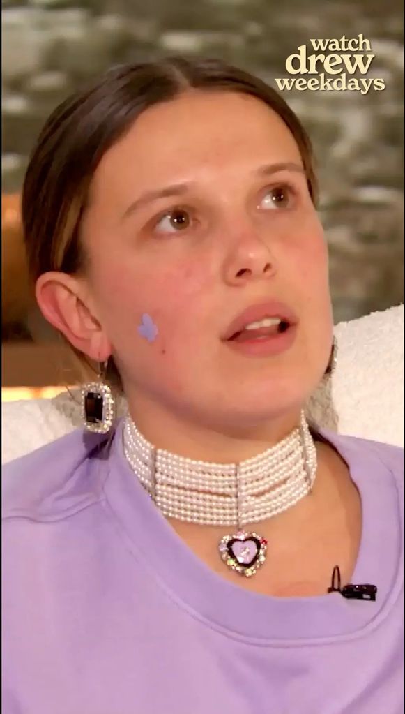 millie bobby brown makeup free wearing pimple patch drew barrymore show
