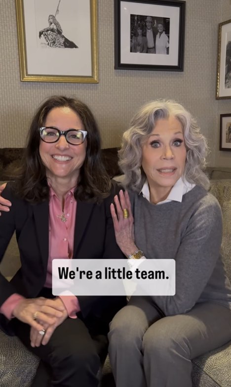 Jane Fonda and Julia Louis Dreyfus filming at Jane's home