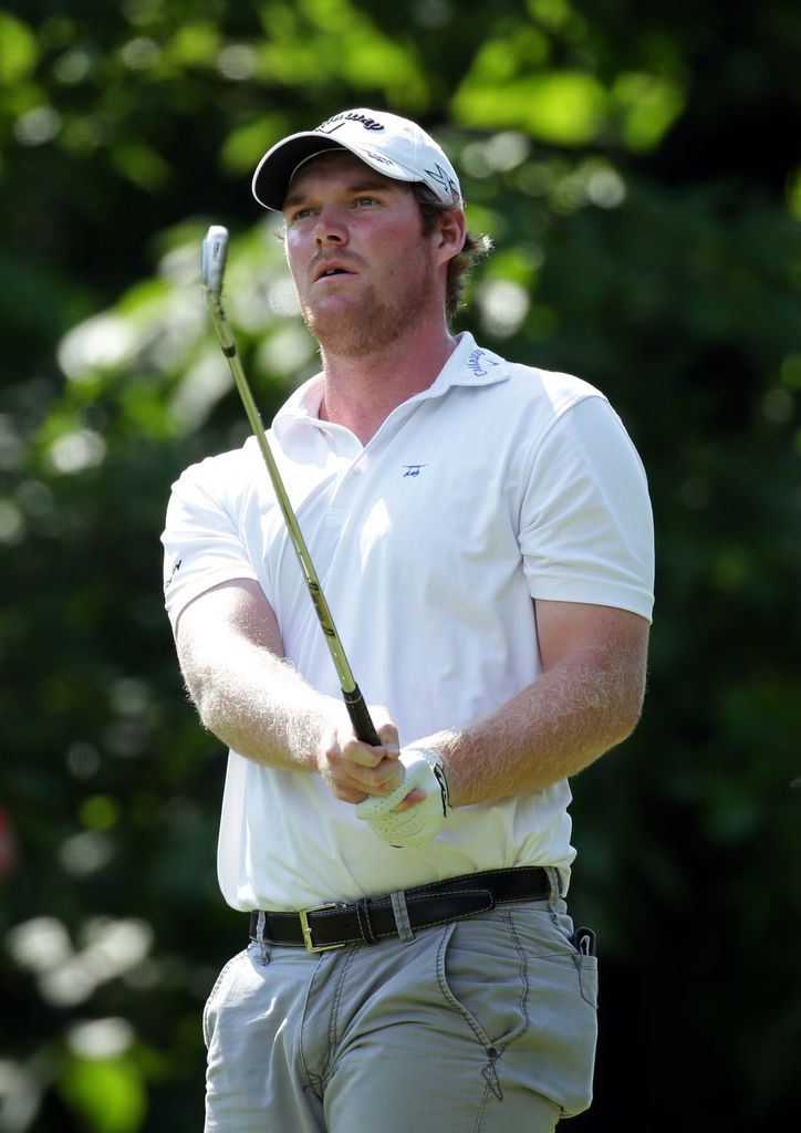 Grayson Murray watches his tee shot on the sixth hole during the second round of the Web.com Tour Rust-Oleum Championship at the Ivanhoe Club on June 10, 2016 in Ivanhoe, Illinois