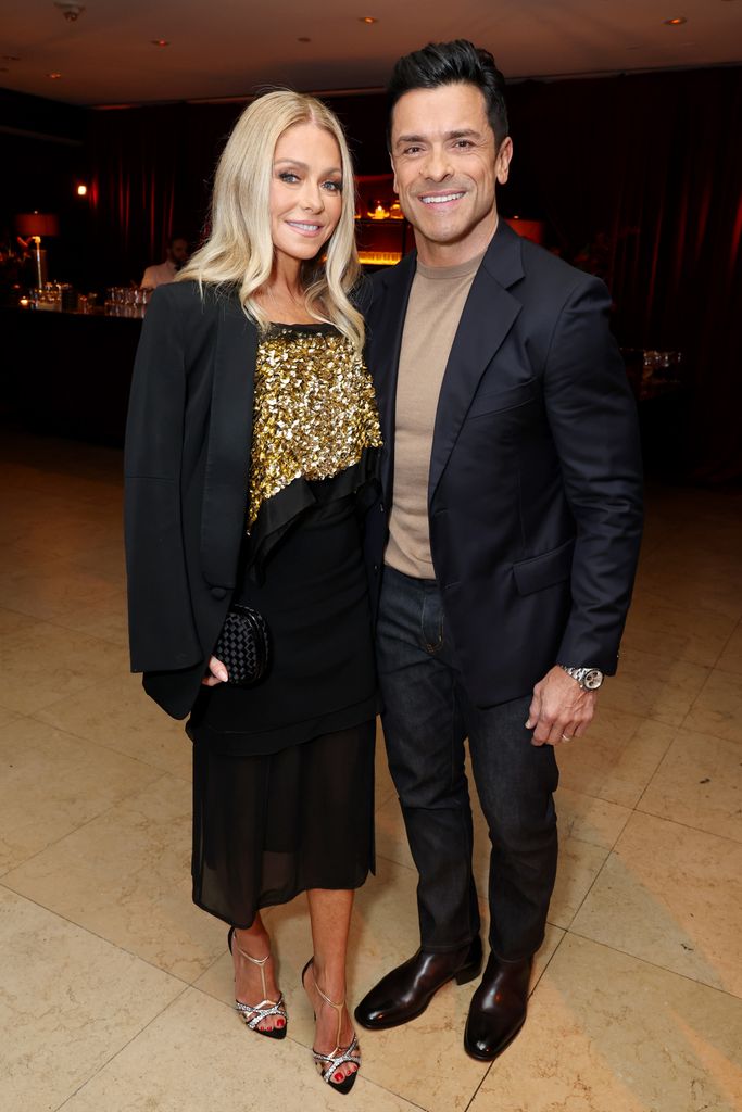 Kelly Ripa and Mark Consuelos attend the CAA pre-Oscar party at Sunset Tower Hotel on March 08, 2024 in Los Angeles