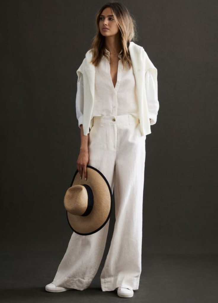 Reiss linen wide-leg trousers