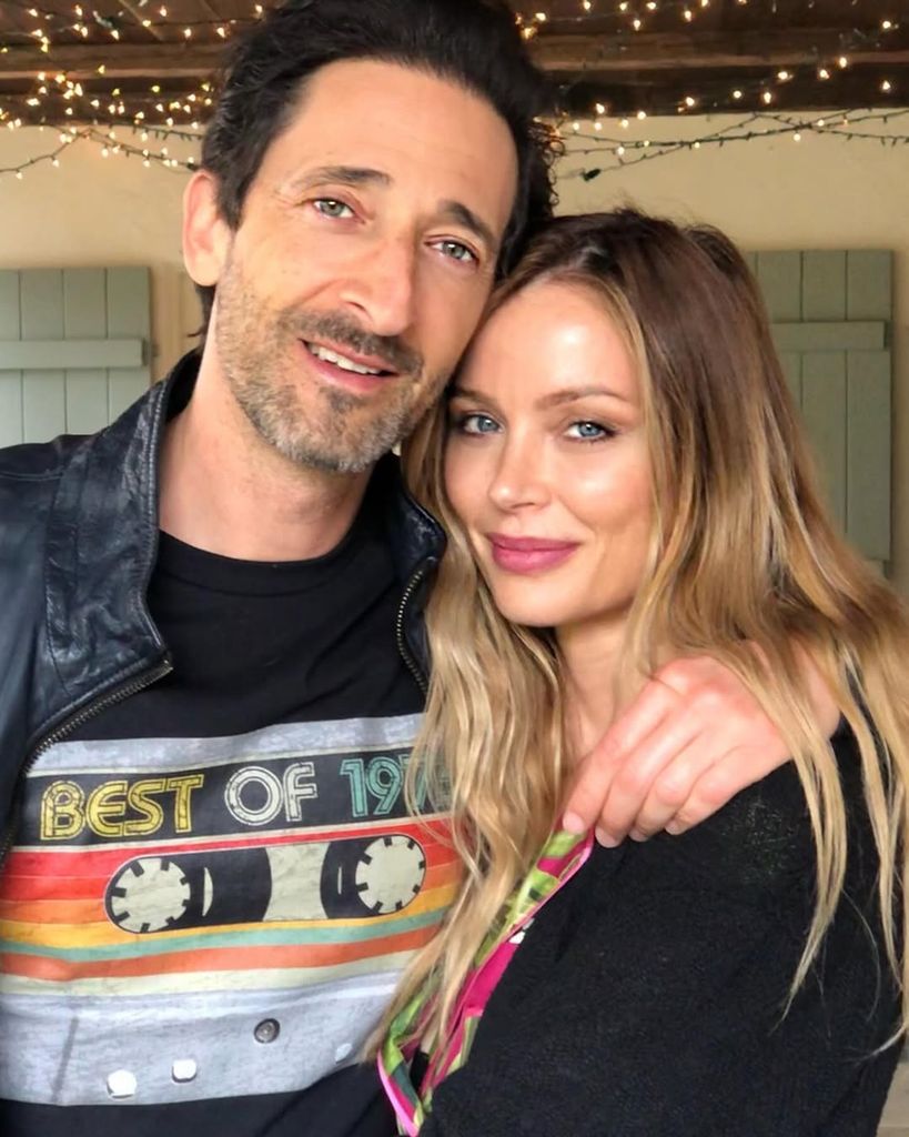 Adrien Brody and Georgina Chapman pose for a selfie shared on their birthday, posted on Instagram