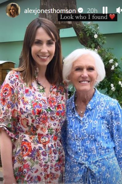 Alex Jones wore a colourful dress as she posed with Mary Berry