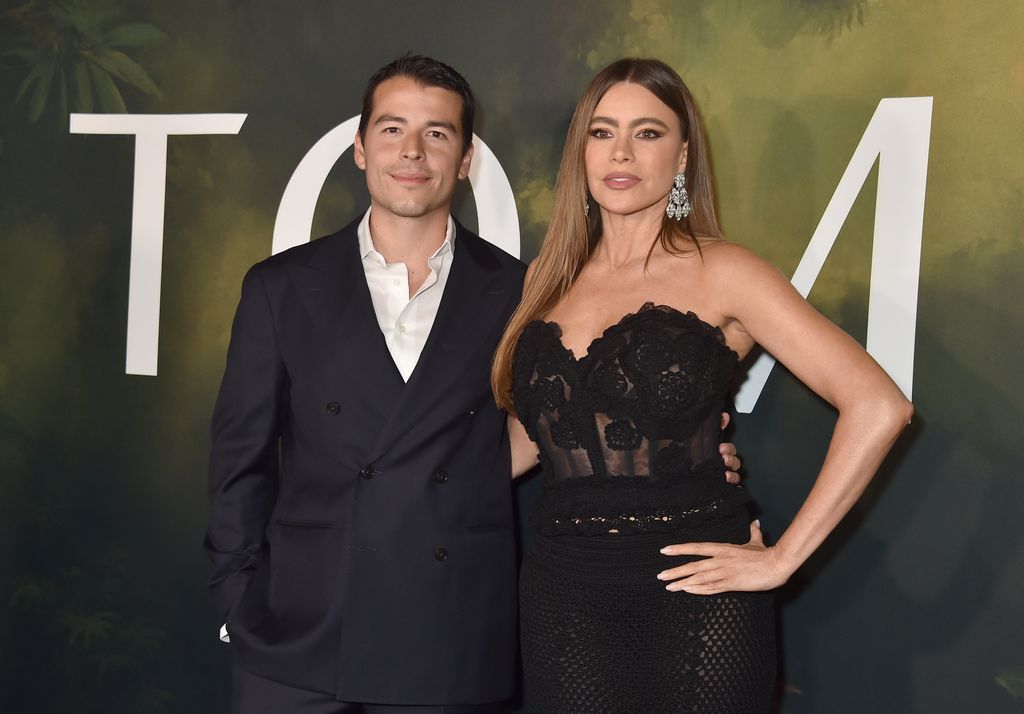 Manolo Gonzalez Vergara and Sofia Vergara at the launch of TOMA by Sofia Vergara & son Manolo Gonzalez Vergara held at The Barker Hangar on June 7, 2024 in Santa Monica, California