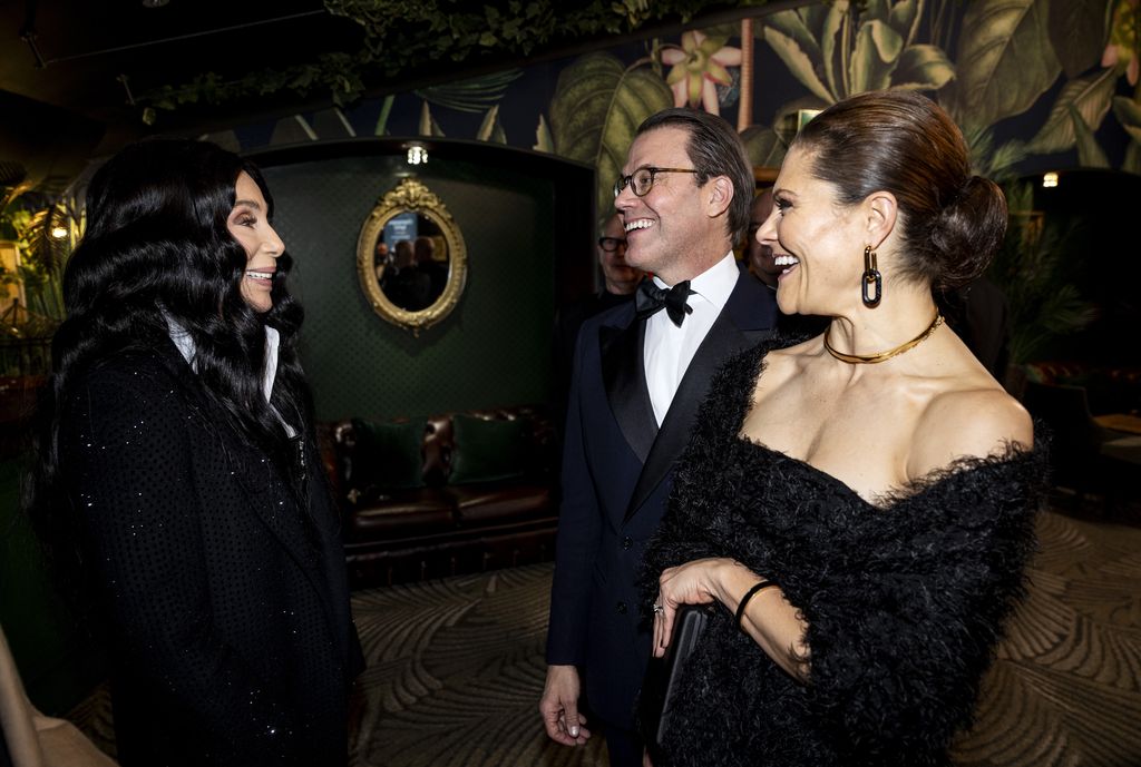 cher with crown princess victoria and prince daniel of sweden