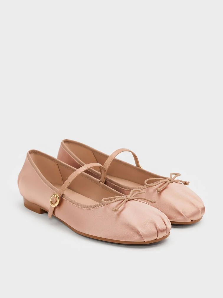Emiko Satin Bow Mary Jane Flats