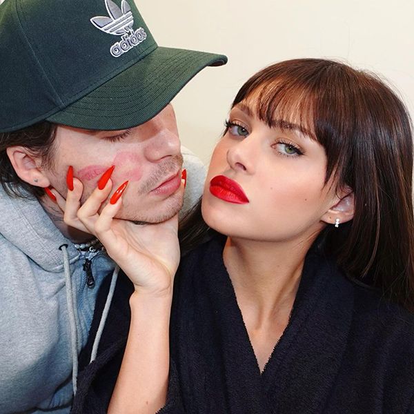 Brooklyn Beckham Covered In Red Lipstick Alongside Nicola Peltz