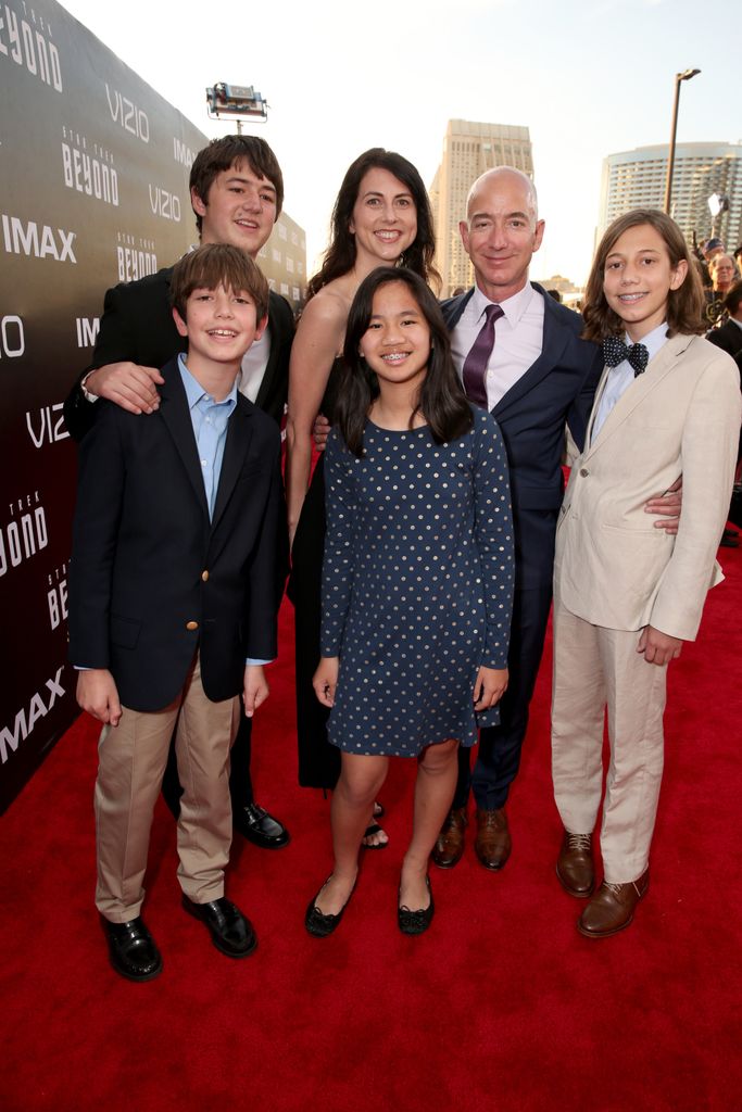 Jeff Bezos and family attend the premiere of Paramount Pictures' 