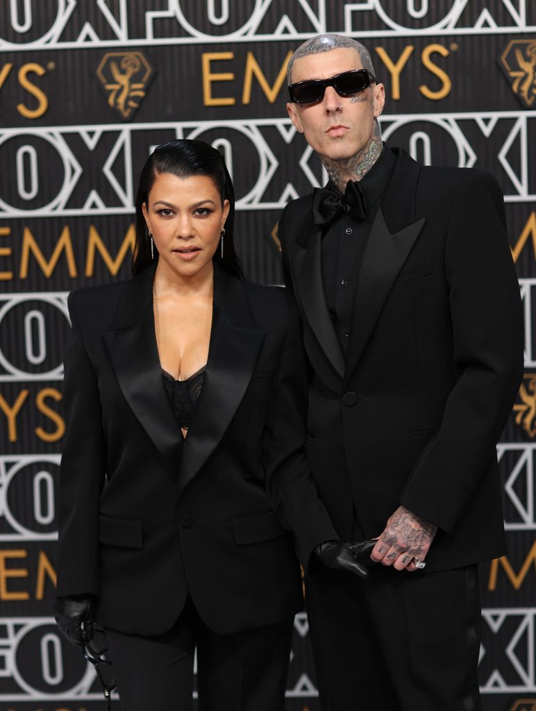 Kourtney Kardashian and Travis Barker arriving at the 75th Primetime Emmy Awards at the Peacock Theater in Los Angeles, CA, Monday, Jan. 15, 2024