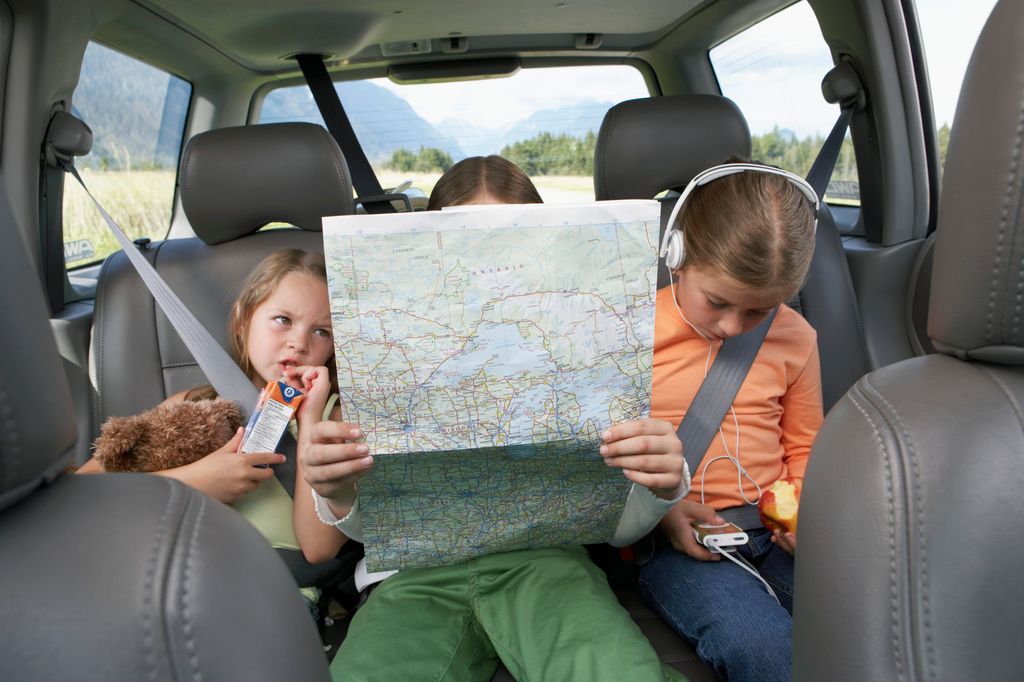 Kids map reading in the car
