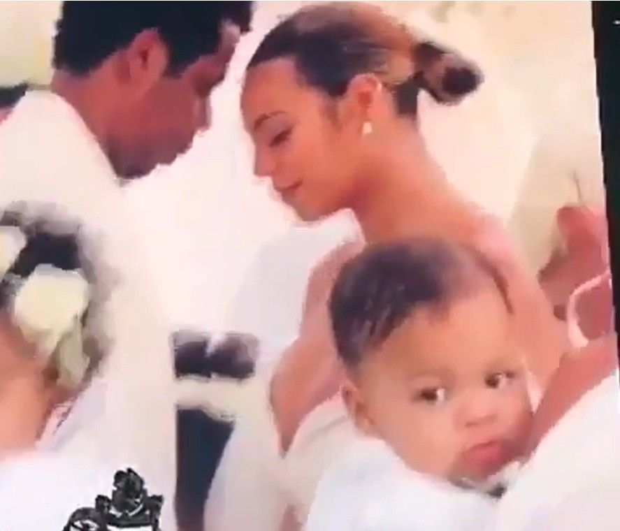 photo of beyonce and jay z with baby sir during vow renewal 