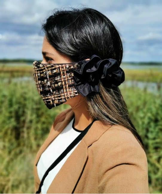 ruffle tweed face mask covering etsy