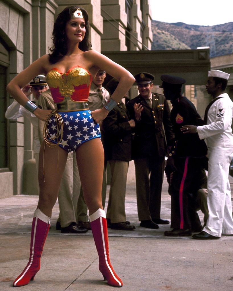 American actress Lynda Carter stars as the titular superhero in the television series 'Wonder Woman', circa 1975.