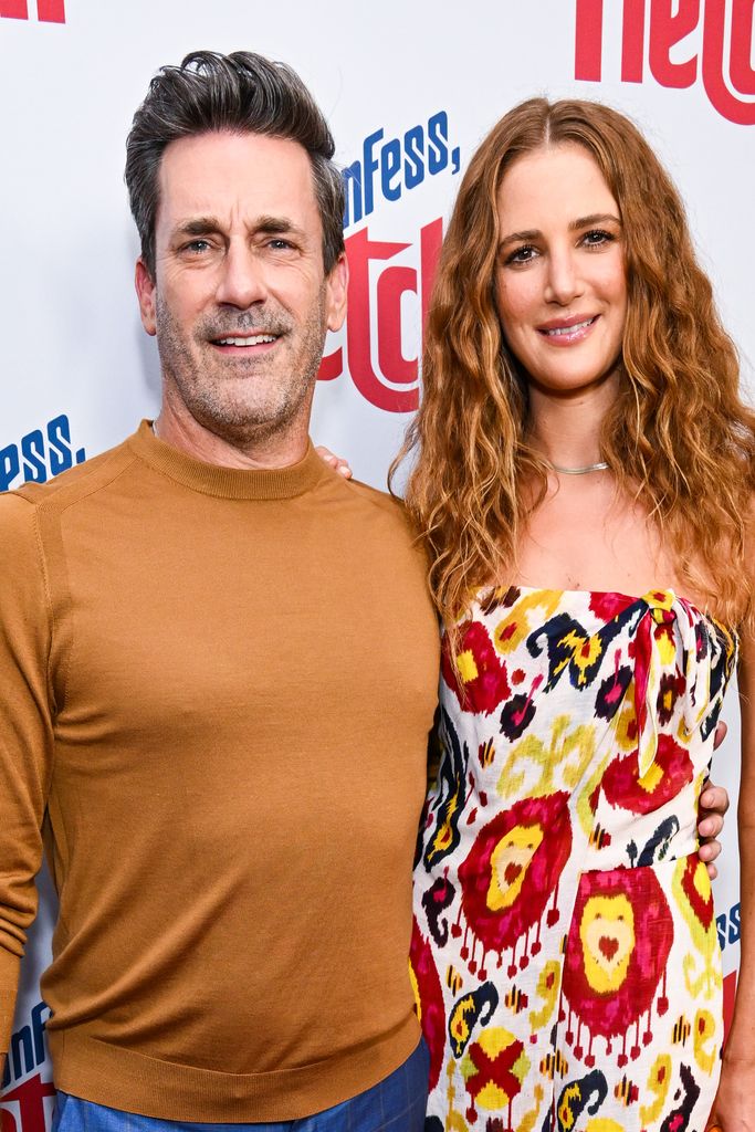 Jon Hamm and Anna Osceola attend a special screening of Miramax's "Confess, Fletch" at The West Hollywood EDITION on September 07, 2022 in West Hollywood, California