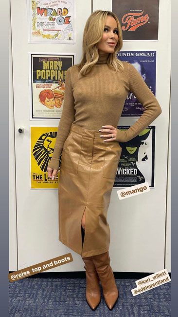 Amanda Holden commands attention in a brown leather dress and